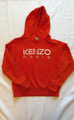 Boys Youth Designer Kenzo Paris Orange Hoodie Sweatshirt, Size 10Y
