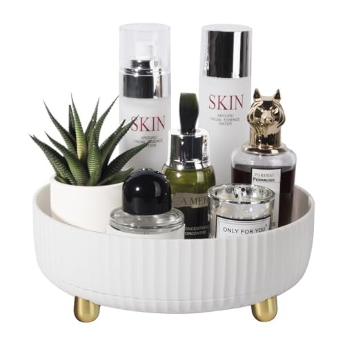 360° Rotating Makeup Organizer with Adjustable Dividers, Perfect for Vanity Stor