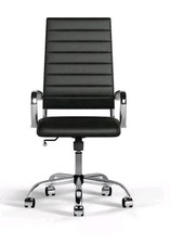 High Back Office Chair | Padded Vegan Leather | Chrome Base Executive Desk Chair