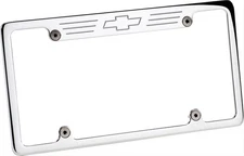 (2) Billet Specialties License Plate Frame Aluminum Polished Chevy Bowtie Emblem