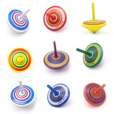 Colorful Painted Wood Spinning Tops, Kids Novelty Wooden Gyroscopes Toy, Assorte