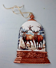 Woodland Deer Christmas Ornament Decoupage Resin Handmade Hand Painted