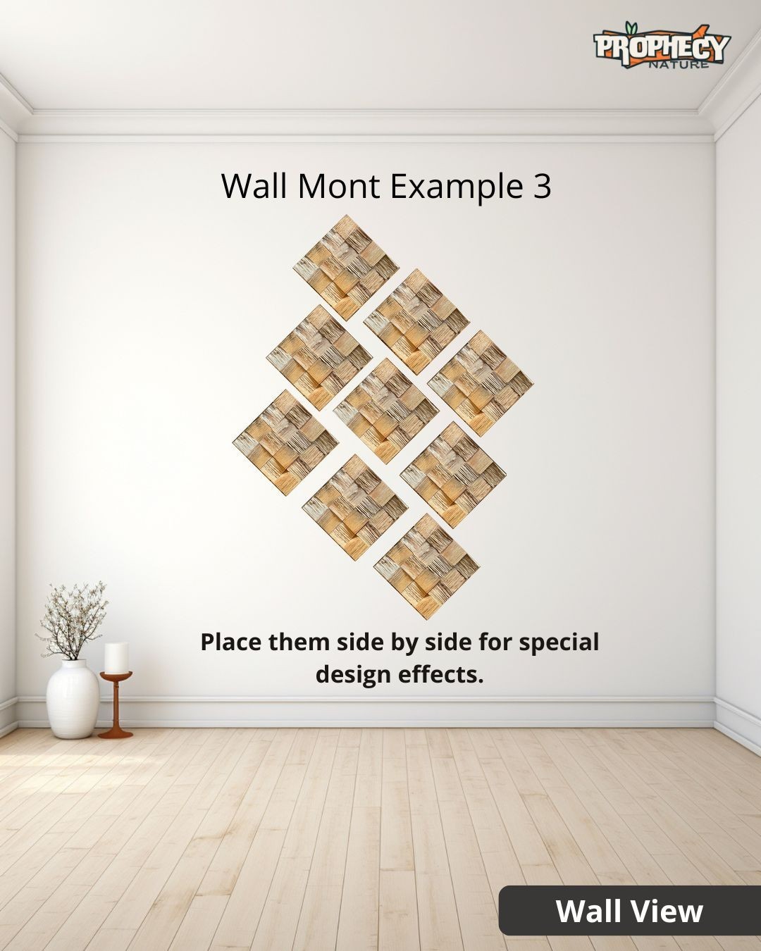 12”x12” Solid Wood Wall Panel – Decorative 3D Wooden Art Panel – Ready to Mount 