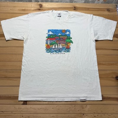 Vintage 90s Crazy Shirts Lahaina Hawaii Sailboat Maui Beach Graphic T-Shirt - XL
