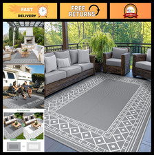 Outdoor Waterproof Rug 5'x8' Reversible Plastic Straw Carpet for Patio, RV, Deck
