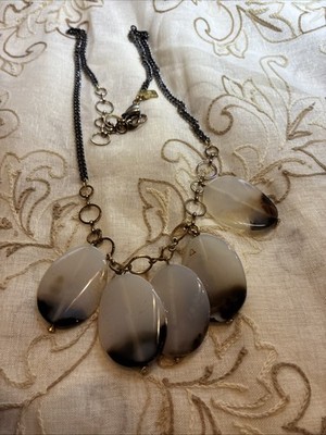 Vintage Lionette By Noa Sade Black & White Striped Onyx Stones 28 inch