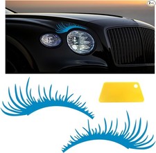 2-piece Car Headlight Eyelash Decals Cute Fake Eyelash Bumper W Color Blue