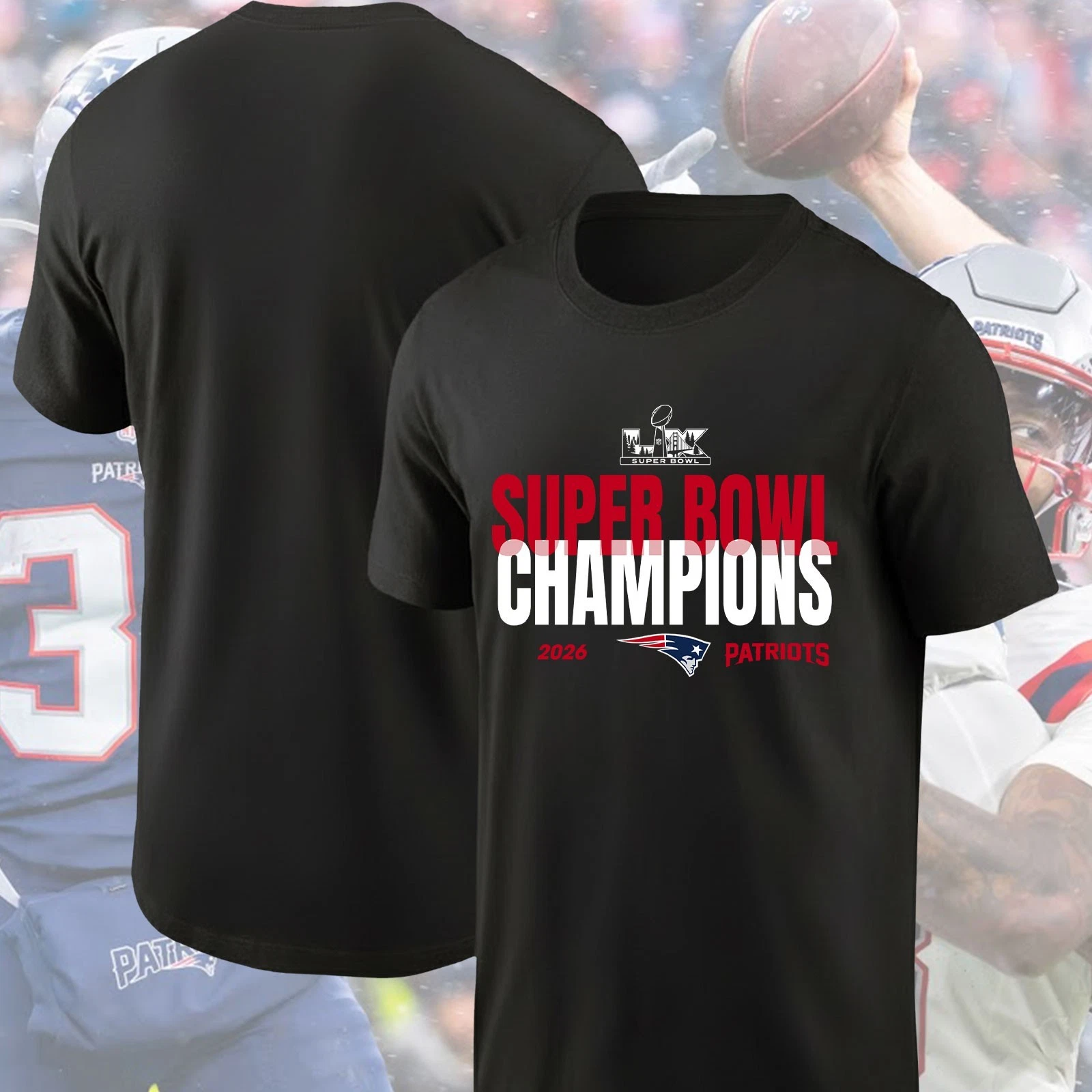 England Patriots 2026 Super Bowl LX Champions T-Shirt NE Champions For Fan
