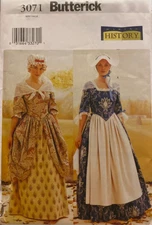 Historical Colonial Era Dress Sewing Pattern U-pick Size 6-22 Butterick 3071 OOP