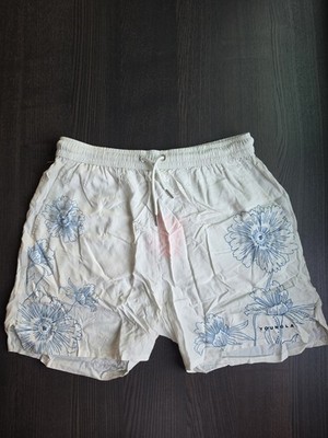 YoungLA Linen White With Blue Flowers Shorts Men's Size Medium NWT