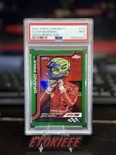Oliver Bearman RC 2025 Topps Chrome F1 Debut #123 Green Refractor /99 - PSA 9