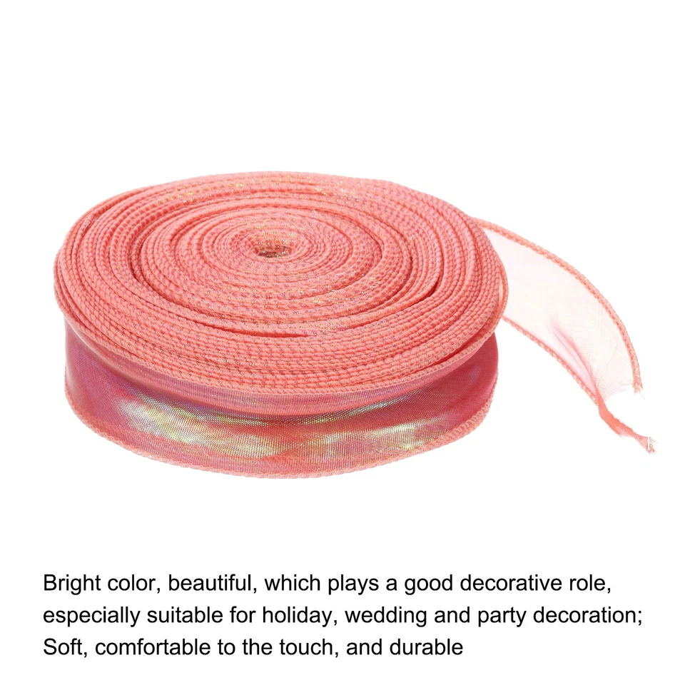 1 1/2" Wide Sheer Wired Organza Ribbon Chiffon Ribbons 40 Yard Red - Image 3 of 4