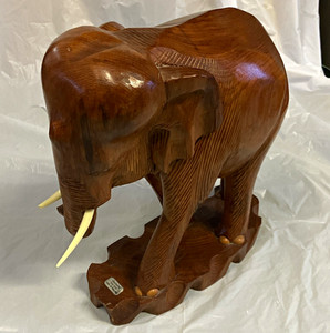 Handmade Teak Wood Elephant Sculpture, over 12 inches tall, Made in Thailand