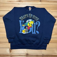 Vintage 1997 Looney Tunes Tweety Bird Crewneck Pullover Sweatshirt USA Made - XL