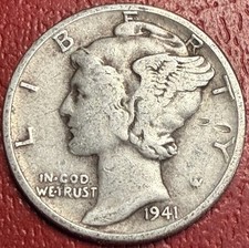 1941 Mercury Dime. Free Shipping