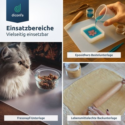 Silikon Folie 0,5mm Matte Transparent Lebensmittel FDA - Bis 120cm Lang / Breit