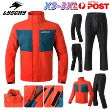 LYSCHY Motorcycle Raincoat Reflective Waterproof Motorbike Rain Jacket Pants Set