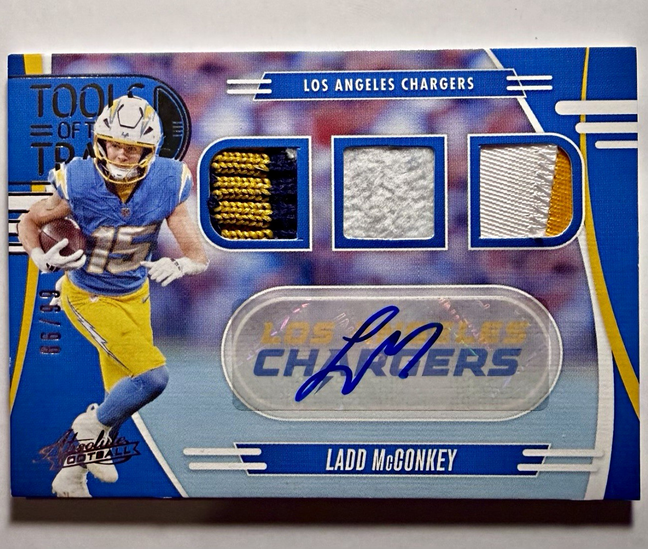 2024 Panini Absolute Ladd McConkey RC Tools Of The Trade Triple Patch Auto /99