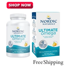 Nordic Naturals Ultimate Omega 1280mg Fish Oil 180 Softgels Lemon Flavor New