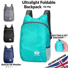 Backpack Rucksack Bag 18L Light Weight Foldable School Office Travel Camping 85G