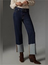 Pilcro Anthropologie Scotty Cuffed High Rise Straight Jeans Size 26P