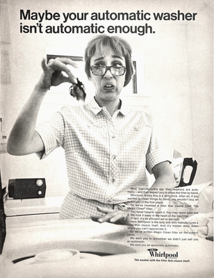 #ad Whirlpool Automatic Washer Woman Holding Lint Dirty Laundry Vintage Mag Print Ad $8.06