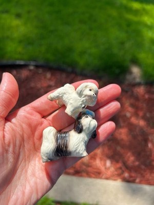 Vintage miniature Hagan Renaket Shih Tzu ceramic Dog + Poodle Figurine