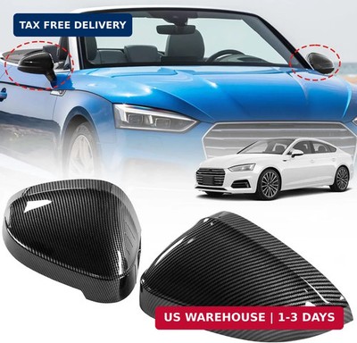 With Side Assist, Mirror Caps For 2017-2023 Audi B9 A4 S4 A5 S5 RS5 Fiber Look
