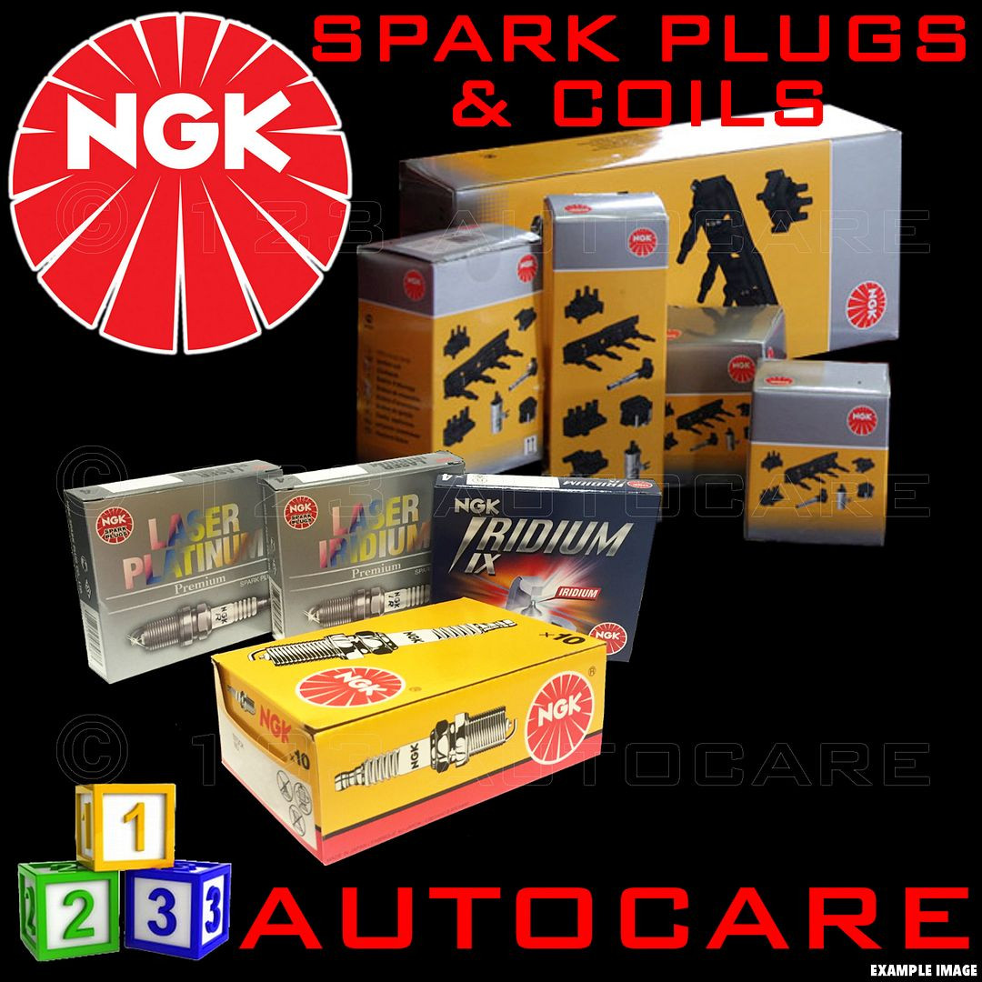 NGK Replacement Spark Plugs & Ignition Coil Set BKR6E (6962)x4 & U4008 (48157)x2