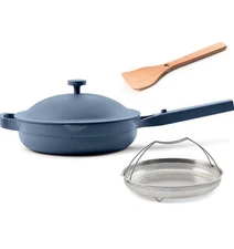 2.6QT Our Place Always Pan 2.0 Blue Salt 10.5” Nonstick Ceramic Pan Steamer &Lid