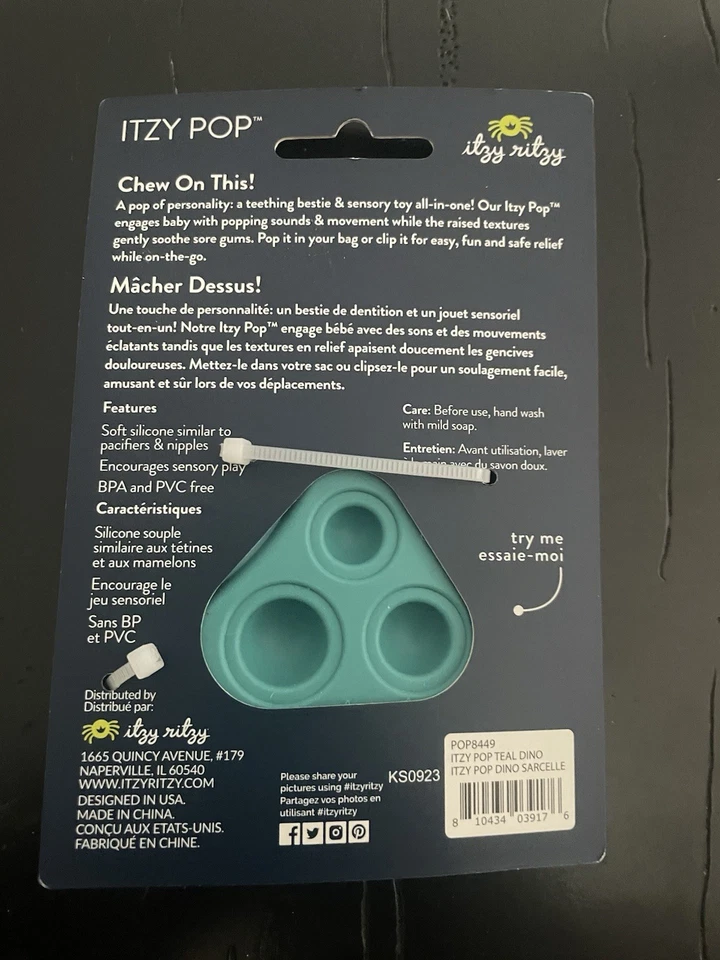 Novo com etiquetas Itzy Pop™ brinquedo mordedor sensorial popper por Itzy Ritzy - dinossauro - Imagem 4 de 4