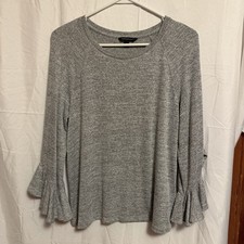 Banana Republic Gray Ruffle Sleeve Knit Blouse S Machine Washable