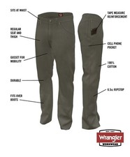 Wrangler Men's Workwear Technician Army Green Pant 32 x 32