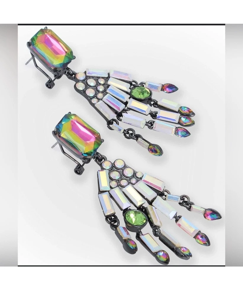 Betsey Johnson Statement Drop Dangle Earrings Halloween Skeleton Hand Glow Dark - Image 2 of 4