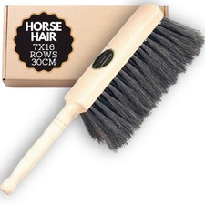 Soft Horsehair Hand Brush 30cm 7 Row Dust Brush with Wooden Handle JLJC