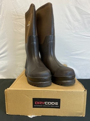 Drycode Mens Brown Round Toe Pull On Waterproof Durable Rain Boots Size 6