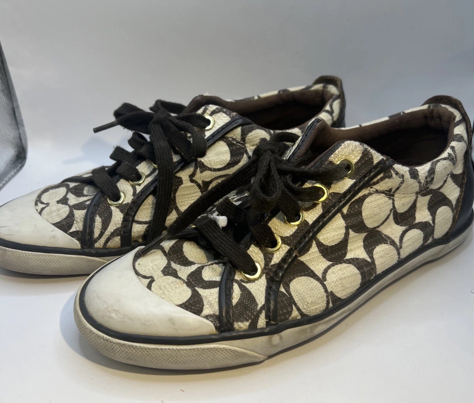 Coach Womens Barrett Multicolor Signature Lace Up Sneaker Shoes Size 7.5