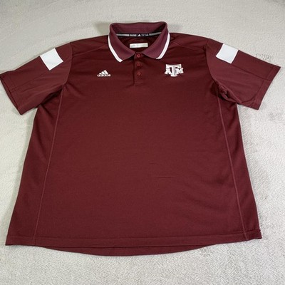 Texas A&M Aggies Polo Shirt Mens XL Red NCAA Football Adidas Climalite FLAWS