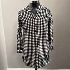 Old Navy Women’s Medium Black and White Checkered Long Sleeve T-Shirt Dress