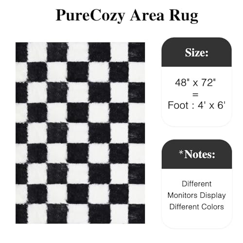 Checkered Rug 4x6 for Living Room, Black and 4' x 6' (Rectangular) Black&white - Picture 3 of 7