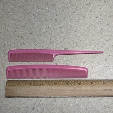 2 Vintage Unbreakable Brand Pink Hair Combs - Rare New Old Stock - USA