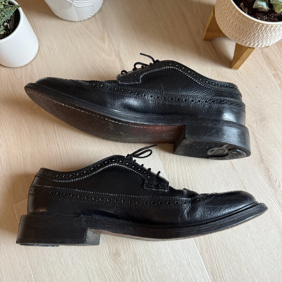¡De colección! Zapatos de Vestir Oxford Dexter Hechos en EE. UU. Para Hombres Cuero Negro Punta de Ala Brogue 8 D Foto 4 de 4