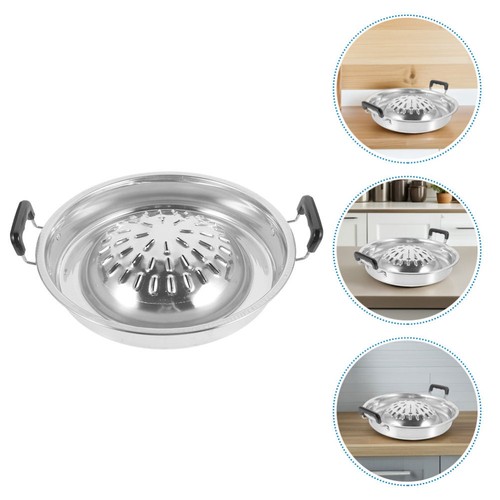 2 Pcs Round BBQ Grill Plate korean Grilled Meat Plate Grill Tray for Outdoor