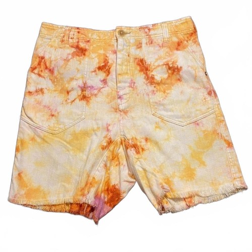 Free People She's A Legend High Rise Apricot Tie-Dye Burmuda Shorts Size 8