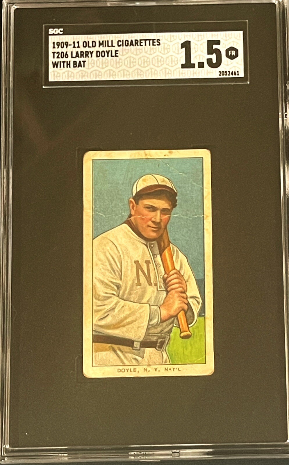 1909-11 T206 Larry Doyle w/Bat Old Mill SGC 1.5 *Centered*