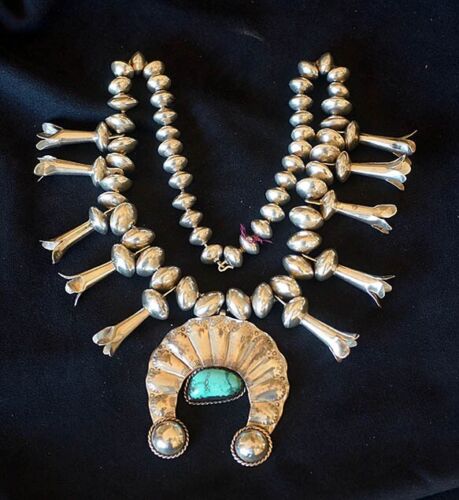 Navajo Old Pawn Squash Blossom Necklace - image 1