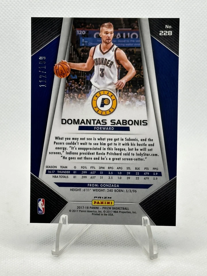 2017-18 Panini Prizm #228 Domantas Sabonis /199 (Blue Prizm) - Image 2 of 2