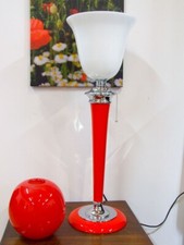 Mazda Tischleuchte / Lampe in rot / chrom - Art Déco Design Klassiker