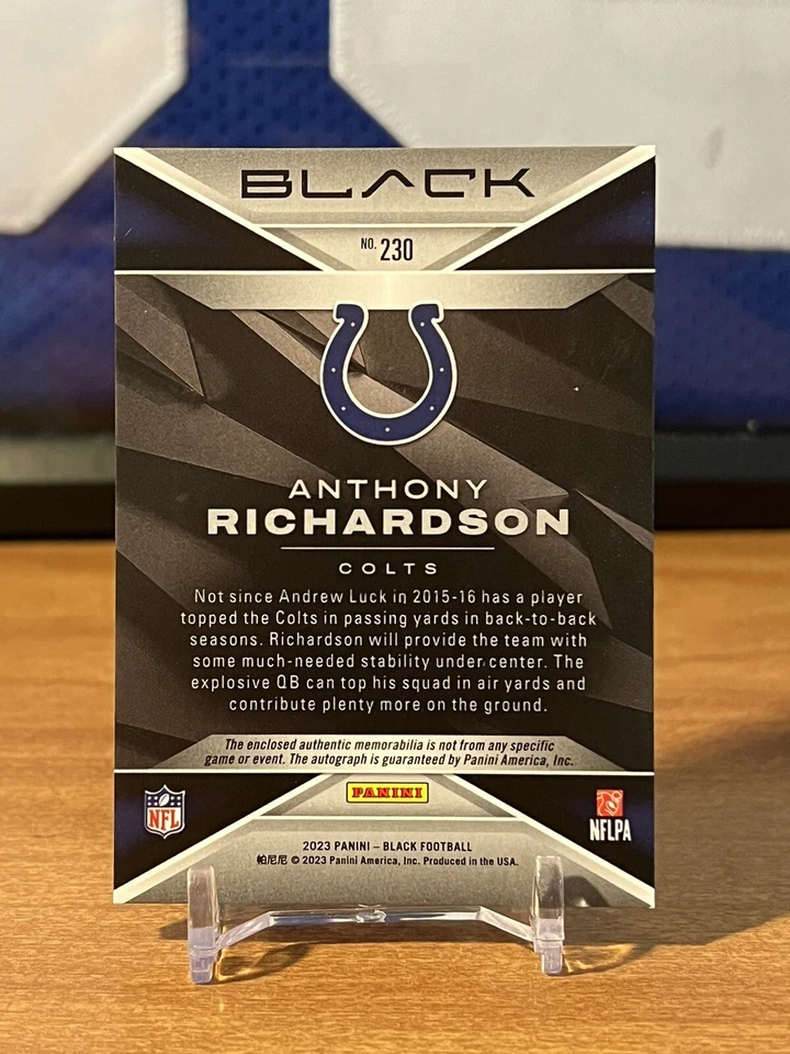 2023 PANINI BLACK ANTHONY RICHARDSON RC /25 GREEN AUTO PATCH AUTOGRAPH RPA #203 - Image 2 of 4
