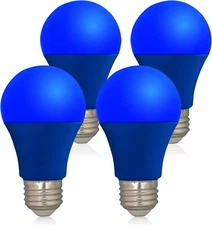 LED Blue Color Light Bulb A19 E26 Base Blue Bulbs 9W 60W Equivalent 2 or 4 Pcs